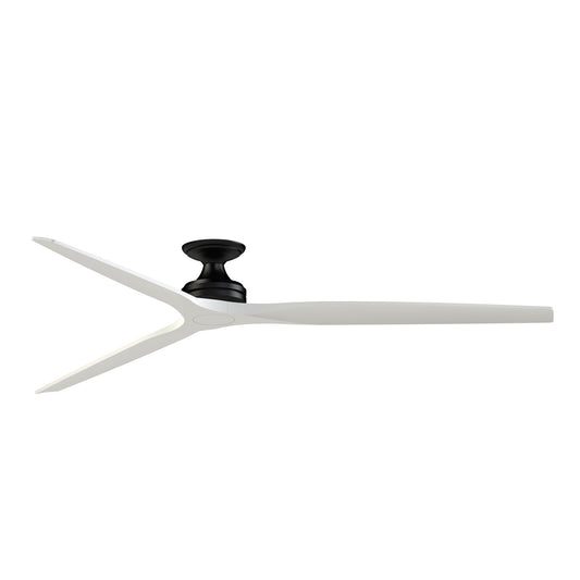 Fanimation Spitfire DC Custom 84in Flush Ceiling Fan | Black and Matte White Buttonwood | Covered Patio & Living Room | Model FPD6721BBL-84MW-F