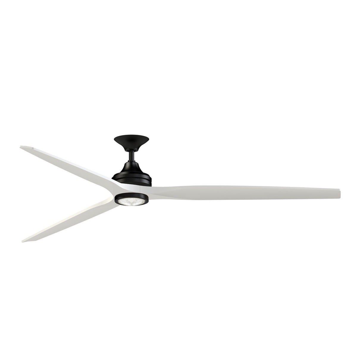 Fanimation Spitfire DC Custom 84in Ceiling Fan with LED Light | Black and Matte White Buttonwood | Covered Patio & Living | Model FPD6721BBL-84MW-LK