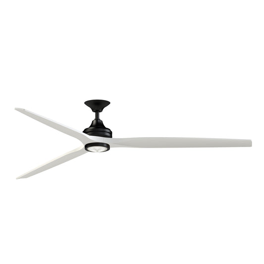 Fanimation Spitfire DC Custom 84in Ceiling Fan with LED Light | Black and Matte White Buttonwood | Covered Patio & Living | Model FPD6721BBL-84MW-LK
