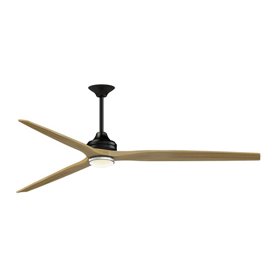 Fanimation Spitfire 84in 1-Light Ceiling Fan | Black and Natural Buttonwood | Covered Patio & Great Room | 84 x 84 x 16 in | Model FPD6721BBL-84N-DWLK