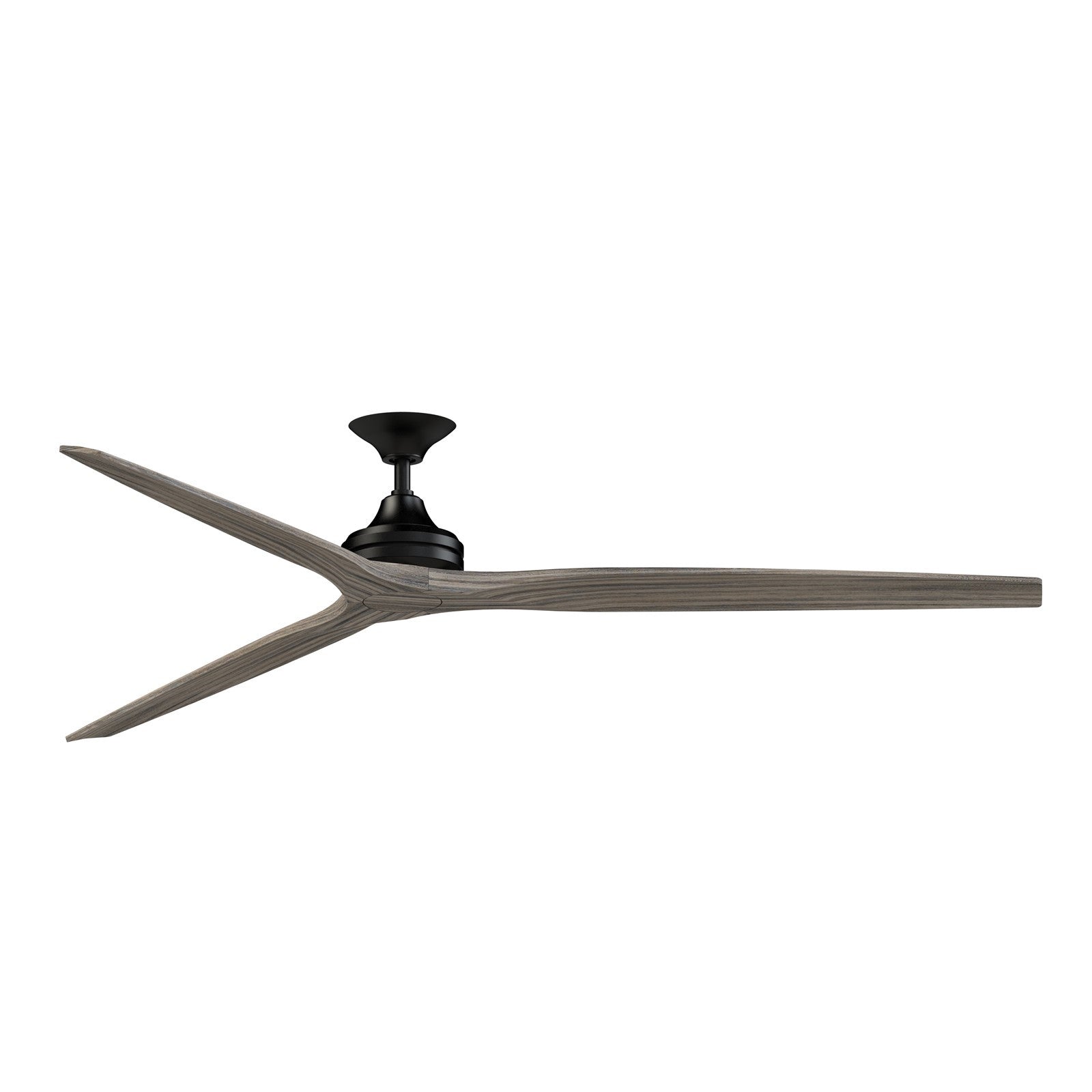 Fanimation Spitfire DC Custom 84in Downrod Smart Ceiling Fan | Black and Weathered Wood Buttonwood Blades | Covered Patio | Model FPD6721BBL-84WE