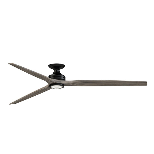 Fanimation Spitfire DC Custom 84in 1-Light Ceiling Fan | Black and Weathered Wood | Covered Patio & Living Room | Model FPD6721BBL-84WE-LK-F