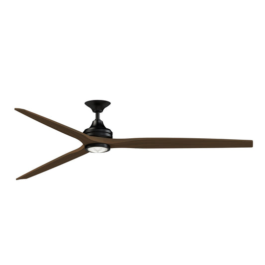 Fanimation Spitfire DC Custom 84in Downrod Smart Ceiling Fan with LED Light | Black and Whiskey Wood | Covered Patio | Model FPD6721BBL-84WK-LK