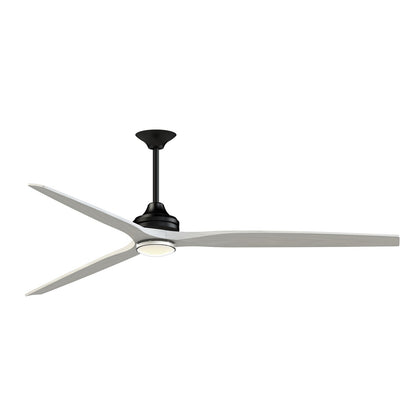 Fanimation Spitfire DC Custom 84in 1-Light Ceiling Fan | Black and White Washed Buttonwood | Covered Patio & Sunroom | Model FPD6721BBL-84WW-DWLK