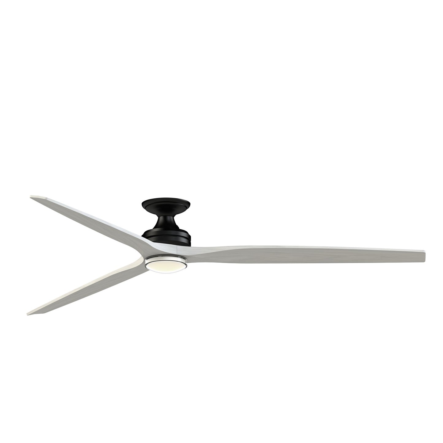 Fanimation Spitfire DC Custom 84in 1-Light Flush Ceiling Fan | Black and White Washed Buttonwood | Covered Patio | Model FPD6721BBL-84WW-DWLK-F