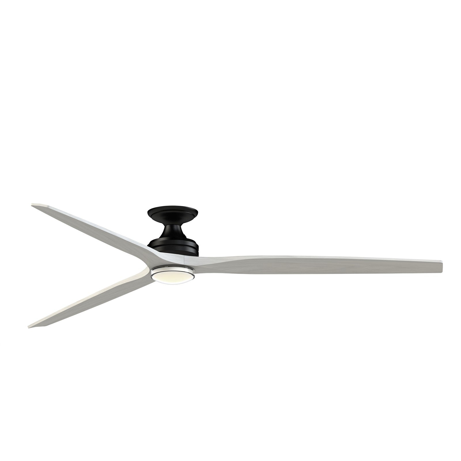Fanimation Spitfire DC Custom 84in 1-Light Flush Ceiling Fan | Black and White Washed Buttonwood | Covered Patio | Model FPD6721BBL-84WW-DWLK-F