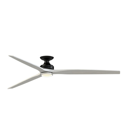 Fanimation Spitfire DC Custom 84in 1-Light Flush Ceiling Fan | Black and White Washed Buttonwood | Covered Patio | Model FPD6721BBL-84WW-DWLK-F