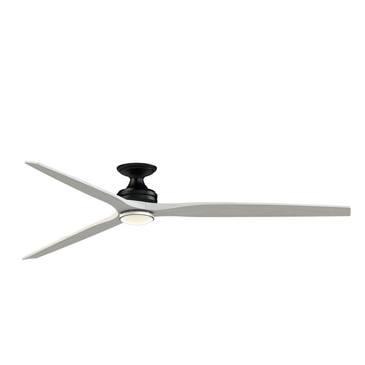 Fanimation Spitfire DC Custom 84in 1-Light Flush Ceiling Fan | Black and White Washed Buttonwood | Covered Patio | Model FPD6721BBL-84WW-DWLK-F
