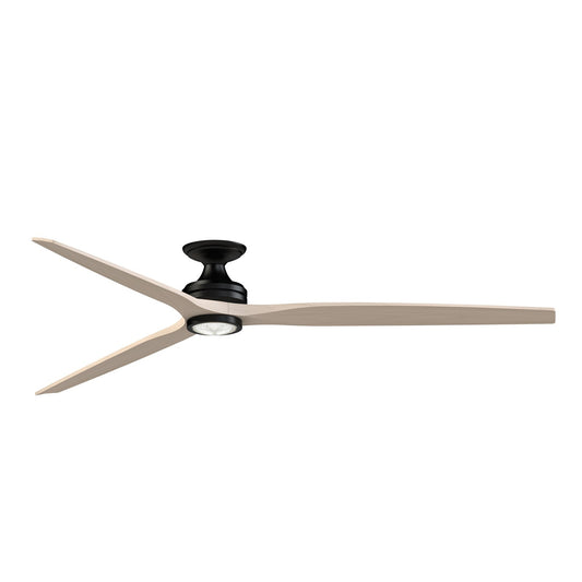 Fanimation Spitfire 84in 1-Light Flush Ceiling Fan | Black and White Washed Buttonwood | Covered Patio & Sunroom | Model FPD6721BBL-84WW-LK-F