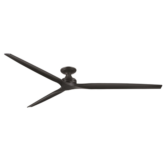 Fanimation Spitfire 96in Flush Ceiling Fan | Modern Black and Black Buttonwood Blades | Covered Patio & Great Room | Model FPD6721BBL-96BL-F