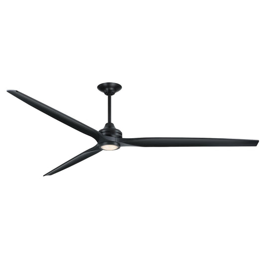 Fanimation Spitfire 96in Ceiling Fan with LED Light Kit | Modern Black and Black Buttonwood Blades | Covered Patio & Great | Model FPD6721BBL-96BL-LK