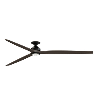 Fanimation Spitfire 96in Flush Mount Smart Ceiling Fan with LED Light | Black and Dark Walnut | Covered Patio & Great | Model FPD6721BBL-96DWALKF