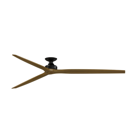 Fanimation Spitfire DC Custom 96in Flush Ceiling Fan | Black and Koa Wood Blades | Covered Patio & Low Ceiling Rooms | Model FPD6721BBL-96K-F
