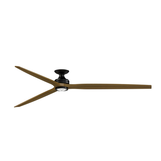 Fanimation Spitfire DC Custom 96in Flush 1-Light Ceiling Fan | Modern Black and Koa Wood Blades | Covered Patio & Sunroom | Model FPD6721BBL-96K-LK-F