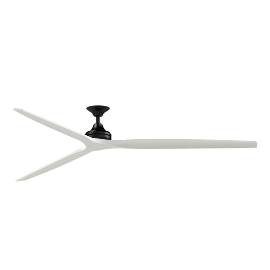 Fanimation Spitfire DC Custom 96in Downrod 1-Light Ceiling Fan | Modern Black and Matte White Blades | Covered Patio | Model FPD6721BBL-96MW