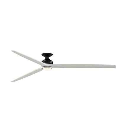 Fanimation Spitfire DC Custom 96in Flush 1-Light Ceiling Fan | Modern Black and Matte White Blades | Covered Patio | Model FPD6721BBL-96MW-DWLK-F