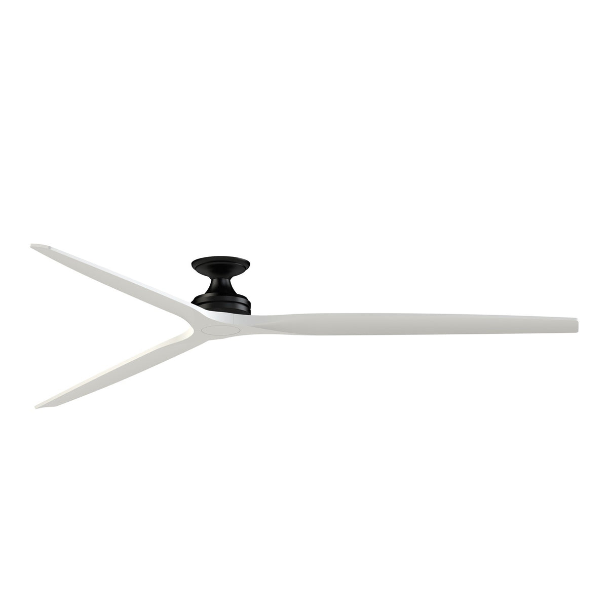 Fanimation Spitfire 96in Flush Ceiling Fan | Black Motor with Matte White Buttonwood Blades | Covered Patio & Sunroom | Model FPD6721BBL-96MW-F