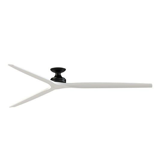 Fanimation Spitfire 96in Flush Mount Smart Ceiling Fan | Black and Matte White Buttonwood | Covered Patio & Sunroom | Model FPD6721BBL-96MW-F