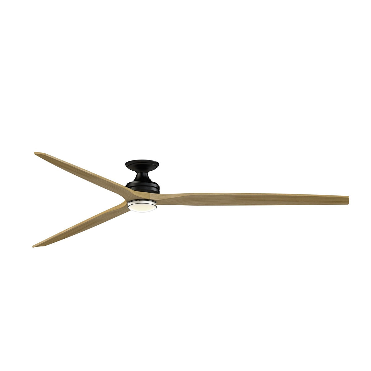 Fanimation Spitfire DC Custom 96in Flush 1-Light Ceiling Fan | Black and Natural Buttonwood | Covered Patio & Low | Model FPD6721BBL-96N-DWLK-F