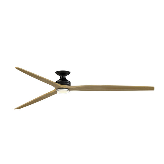Fanimation Spitfire DC Custom 96in Flush 1-Light Ceiling Fan | Black and Natural Buttonwood | Covered Patio & Low | Model FPD6721BBL-96N-DWLK-F