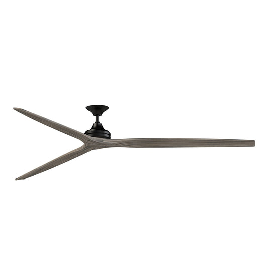 Fanimation Spitfire DC Custom 96in Downrod Indoor/Outdoor Smart Ceiling Fan | Black and Weathered Wood Buttonwood Blades | Model FPD6721BBL-96WE