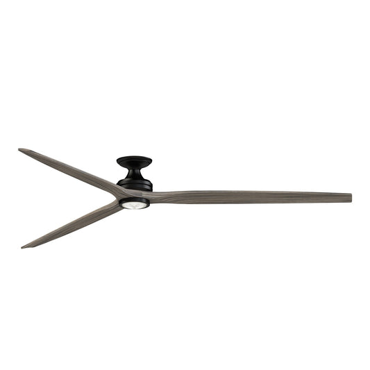 Fanimation Spitfire DC Custom 96in Flush 1-Light Ceiling Fan | Modern Black and Weathered Wood | Covered Patio & Great | Model FPD6721BBL-96WE-LK-F