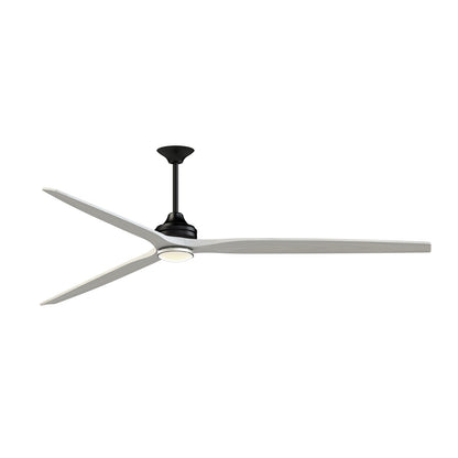 Fanimation Spitfire DC Custom 96in 1-Light Ceiling Fan | Black and White Washed Buttonwood | Covered Patio & Sunroom | Model FPD6721BBL-96WW-DWLK