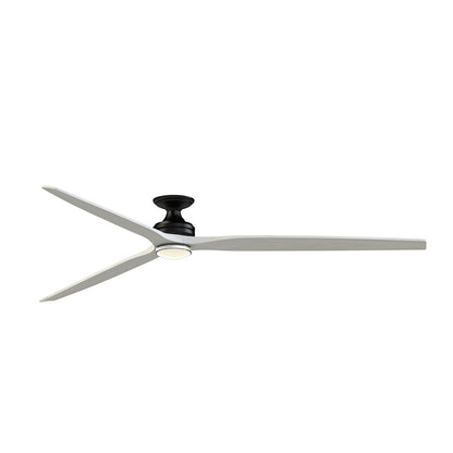 Fanimation Spitfire DC Custom 96in Flush 1-Light Ceiling Fan | Black and White Washed Buttonwood | Covered Patio | Model FPD6721BBL-96WW-DWLK-F
