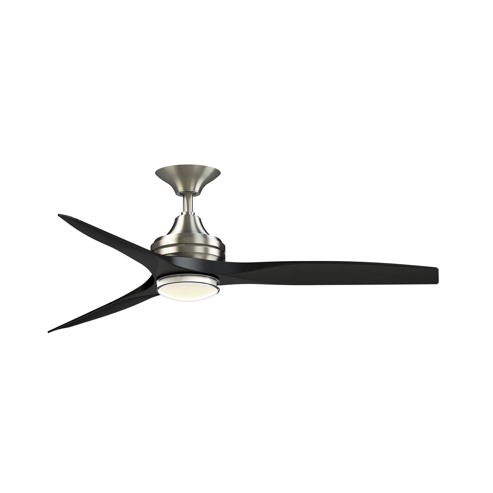 Fanimation Spitfire DC Custom 54in 1-Light Ceiling Fan | Brushed Nickel and Black Buttonwood | Covered Patio & Living | Model FPD6721BBN-54BL-DWLK