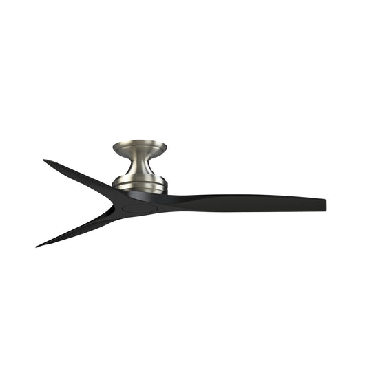 Fanimation Spitfire 54in Flush Ceiling Fan | Brushed Nickel and Black Buttonwood Blades | Covered Patio & Bedroom | Model FPD6721BBN-54BL-F