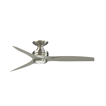 Fanimation Spitfire 54in Flush Ceiling Fan | Brushed Nickel and Brushed Nickel Blades | Covered Patio & Bedroom | Model FPD6721BBN-54BN-LK-F