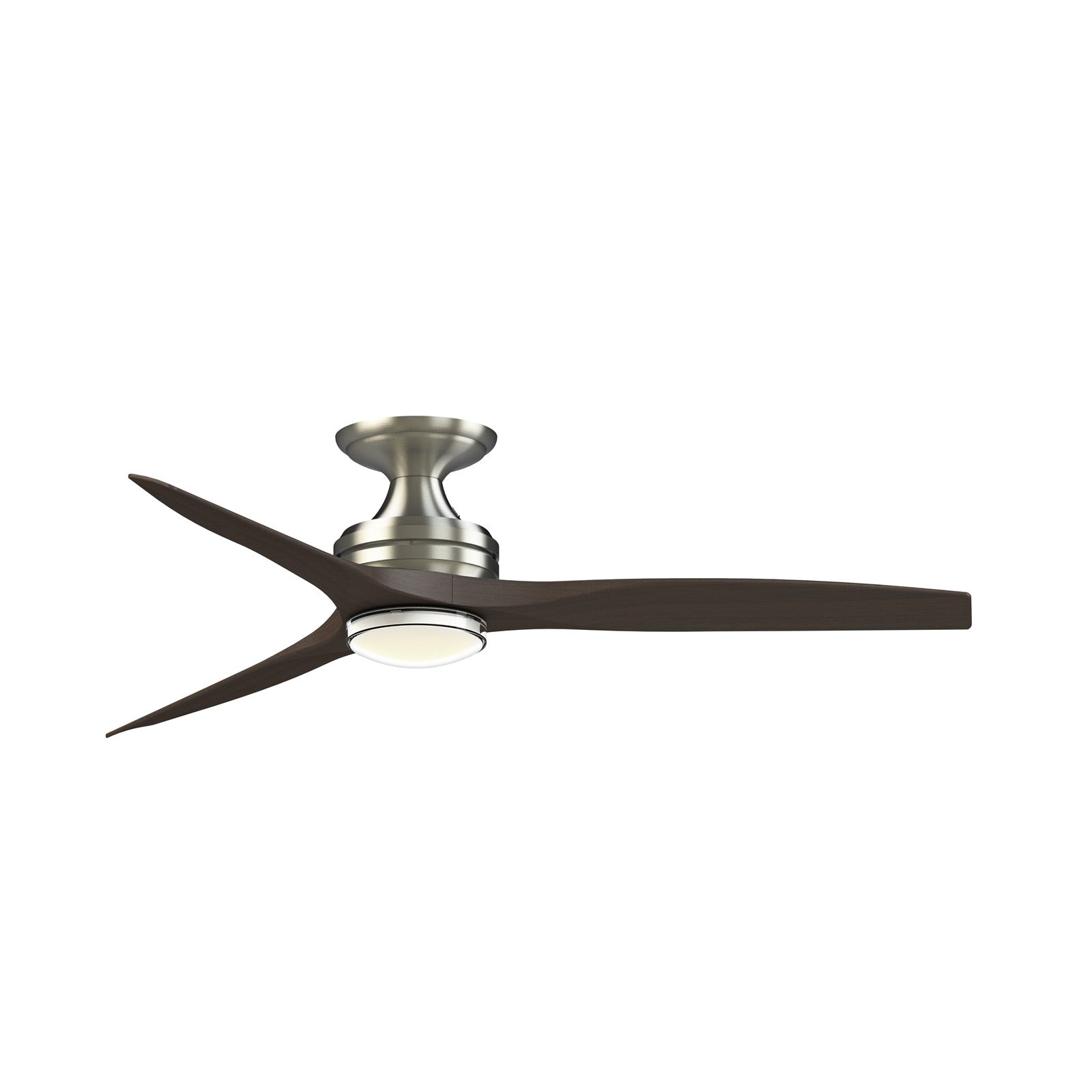 Fanimation Spitfire 54in Flush Ceiling Fan | Brushed Nickel and Dark Walnut Blades | Covered Patio & Bedroom | Model FPD6721BBN-54DWA-DWLK-F