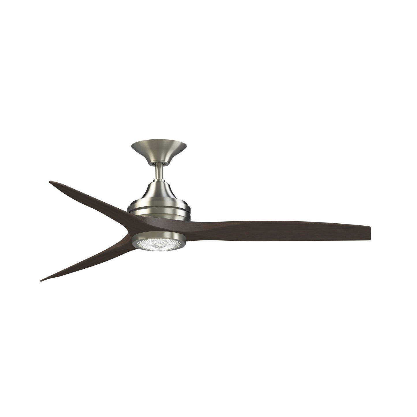 Fanimation Spitfire DC Custom 54in Downrod Indoor/Outdoor Smart Ceiling Fan with LED Light Kit | Brushed Nickel and Dark | Model FPD6721BBN-54DWA-LK
