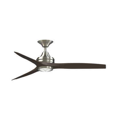 Fanimation Spitfire DC Custom 54in Downrod Indoor/Outdoor Smart Ceiling Fan with LED Light Kit | Brushed Nickel and Dark | Model FPD6721BBN-54DWA-LK