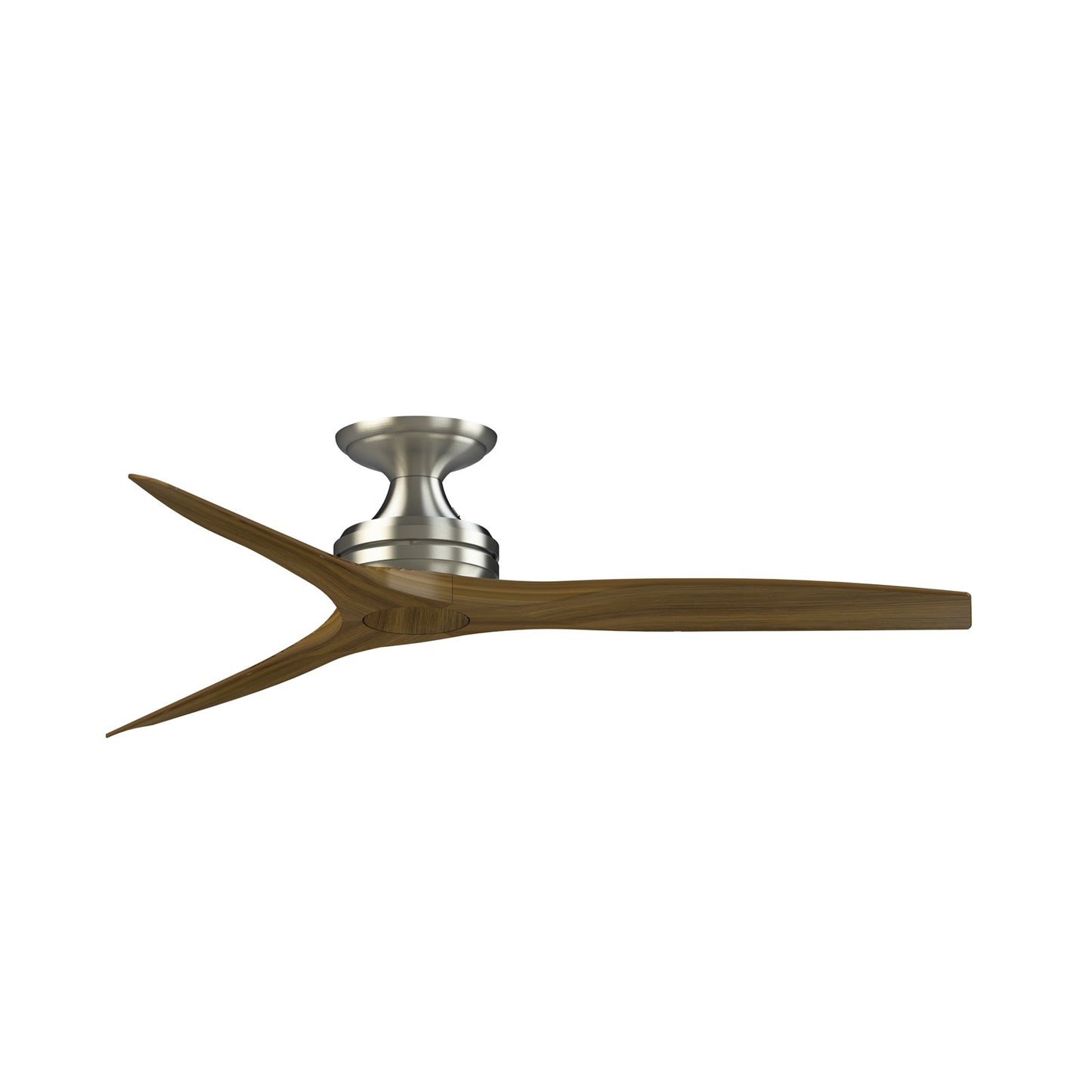 Fanimation Spitfire DC Custom 54in Flush Ceiling Fan | Brushed Nickel and Koa Wood Blades | Covered Patio & Living Room | Model FPD6721BBN-54K-F