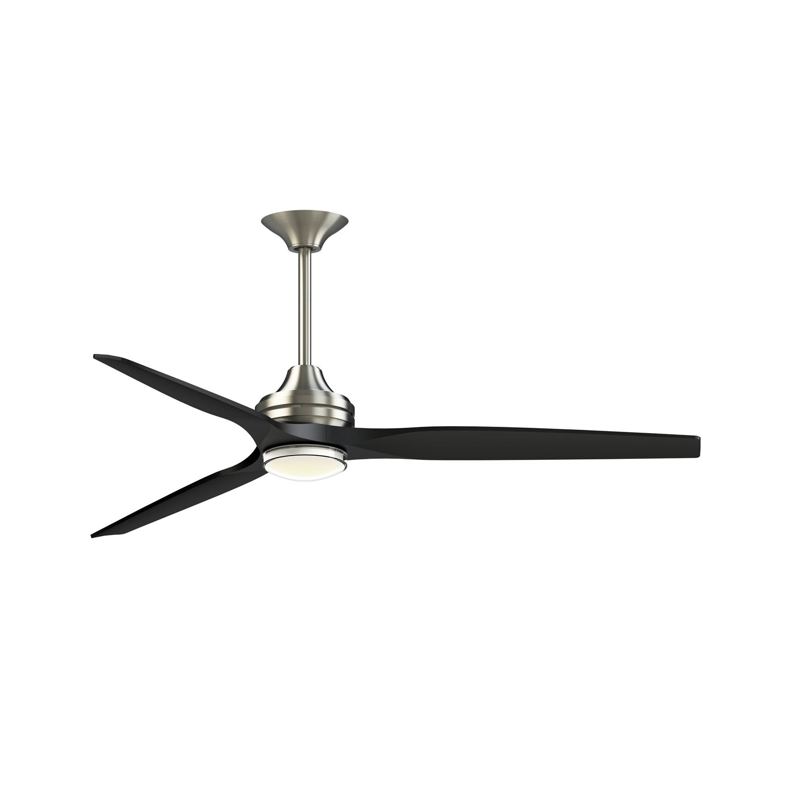 Fanimation Spitfire DC 64in 1-Light Ceiling Fan | Brushed Nickel and Black Buttonwood | Covered Patio & Living Room | Model FPD6721BBN-64BL-DWLK