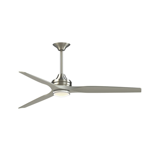 Fanimation Spitfire DC Custom 64in Downrod 1-Light Ceiling Fan | Brushed Nickel and Brushed Nickel Buttonwood Blades | Model FPD6721BBN-64BN-DWLK