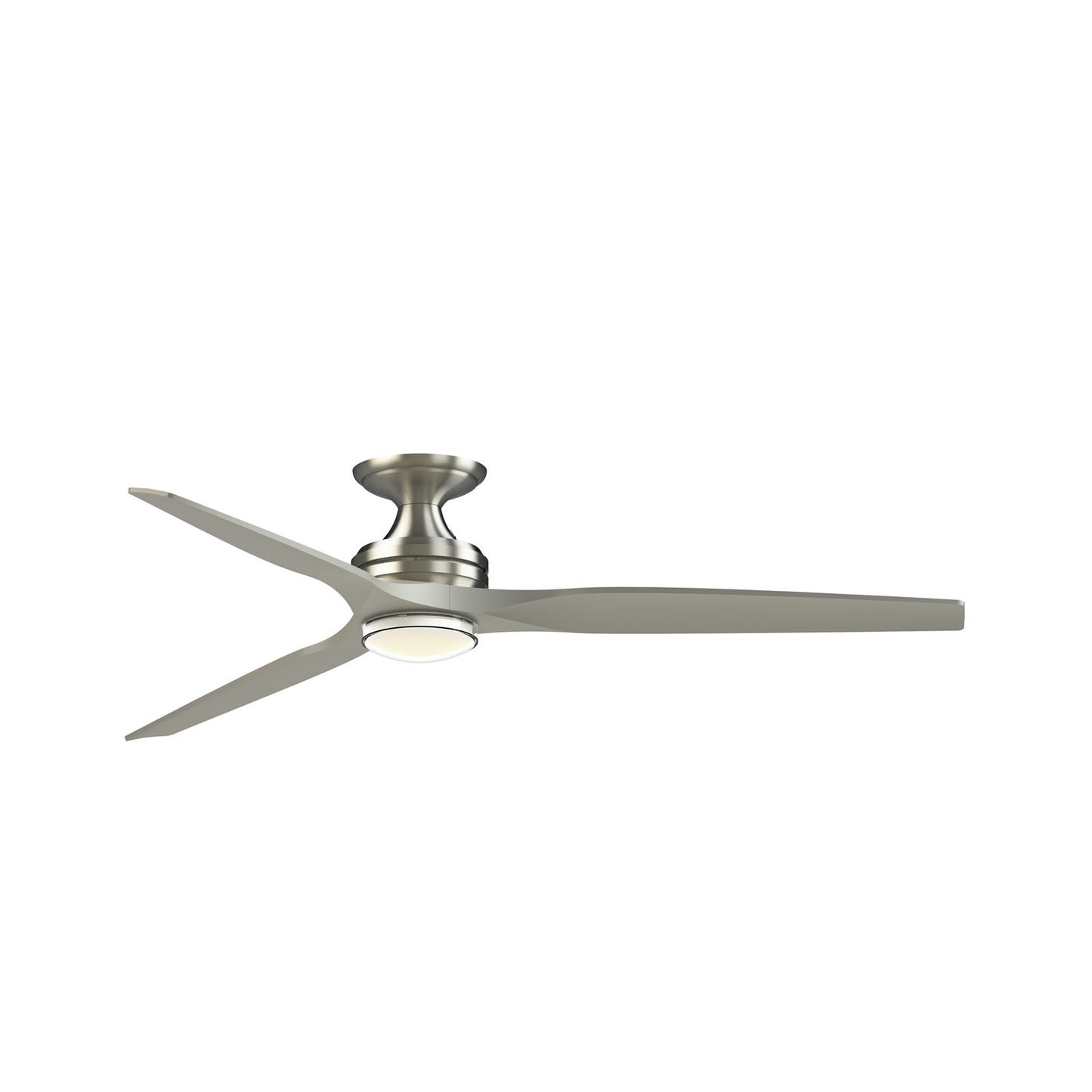 Fanimation Spitfire DC Custom 64in Flush 1-Light Ceiling Fan | Brushed Nickel and Brushed Nickel Buttonwood Blades | Model FPD6721BBN-64BN-DWLK-F