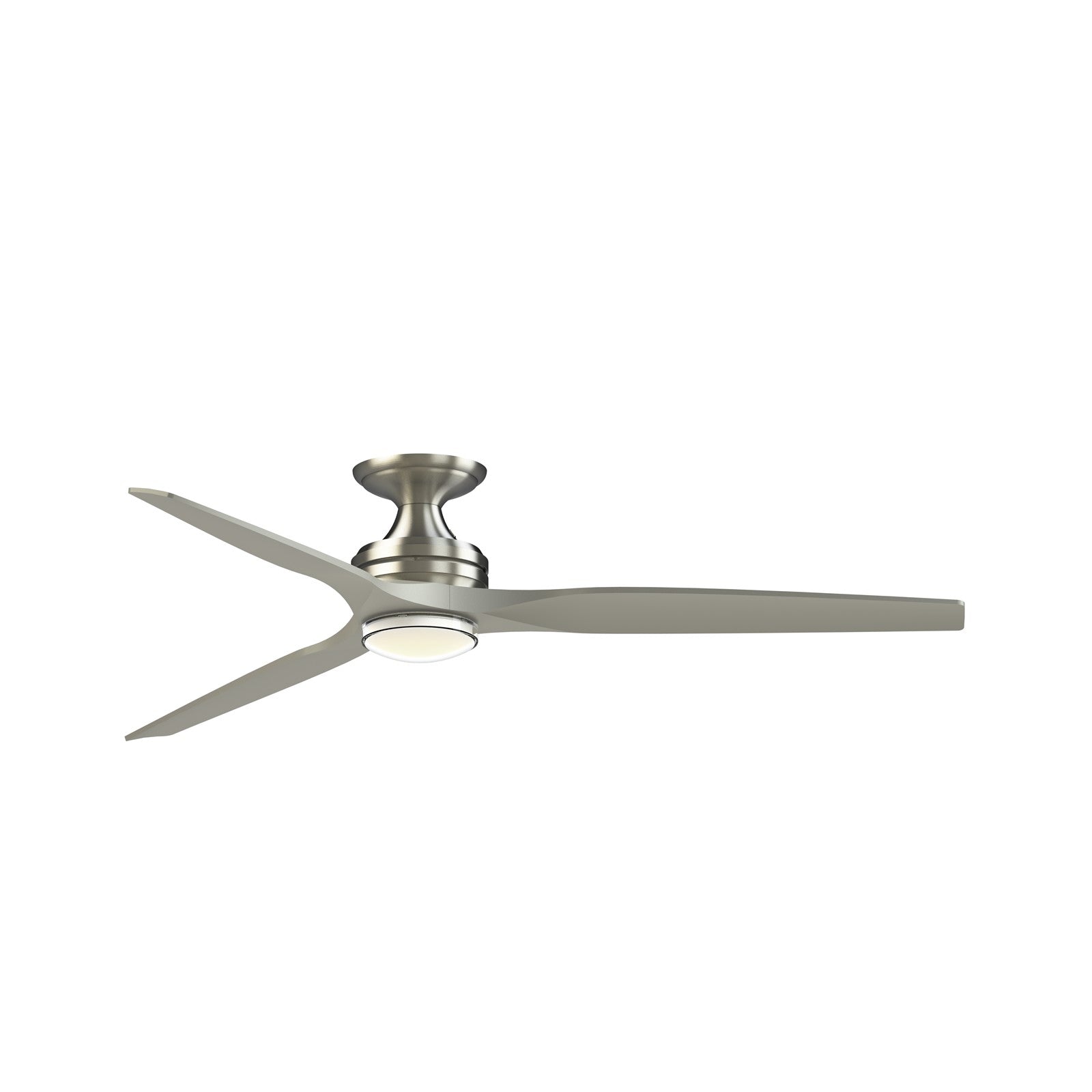 Fanimation Spitfire DC Custom 64in Flush 1-Light Ceiling Fan | Brushed Nickel and Brushed Nickel Buttonwood Blades | Model FPD6721BBN-64BN-DWLK-F