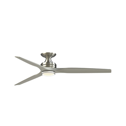 Fanimation Spitfire DC Custom 64in Flush 1-Light Ceiling Fan | Brushed Nickel and Brushed Nickel Buttonwood Blades | Model FPD6721BBN-64BN-DWLK-F