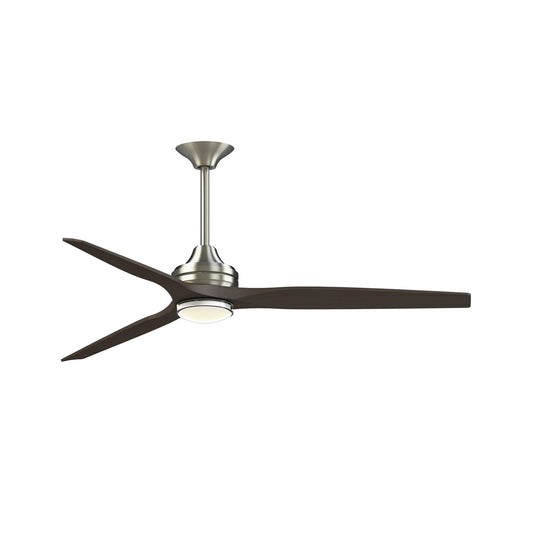 Fanimation Spitfire 64in 1-Light Ceiling Fan | Brushed Nickel and Dark Walnut Marine Light Kit | Covered Patio | Model FPD6721BBN-64DWA-DWLK