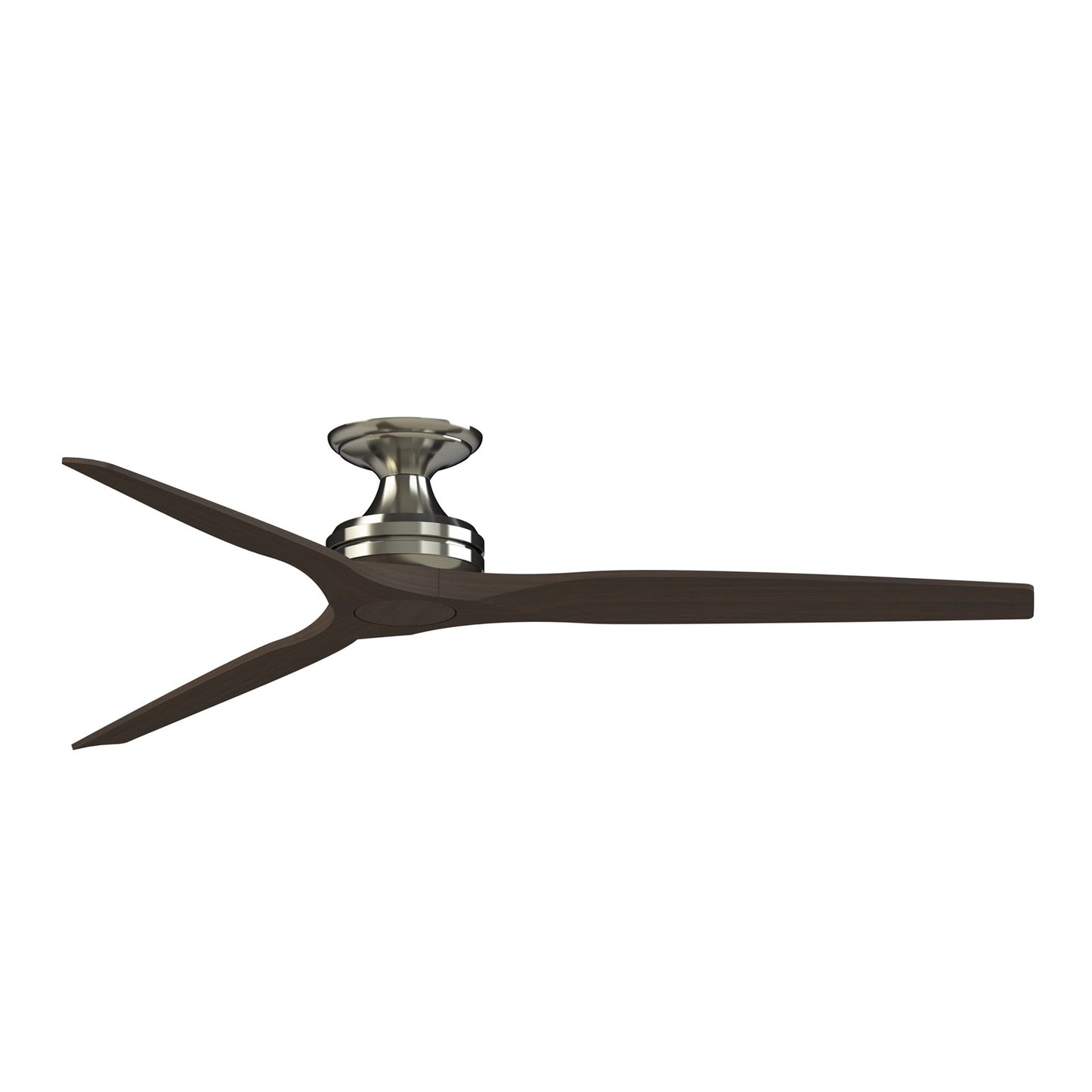 Fanimation Spitfire 64in Flush Ceiling Fan | Brushed Nickel and Dark Walnut | Covered Patio & Sunroom | 64 x 64 x 9.65 in | Model FPD6721BBN-64DWA-F