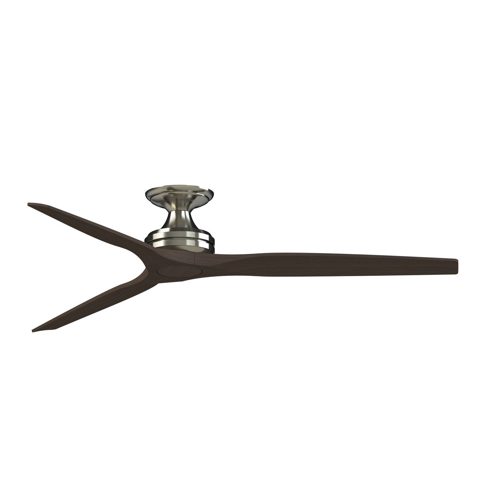 Fanimation Spitfire 64in Flush Ceiling Fan | Brushed Nickel and Dark Walnut | Covered Patio & Sunroom | 64 x 64 x 9.65 in | Model FPD6721BBN-64DWA-F
