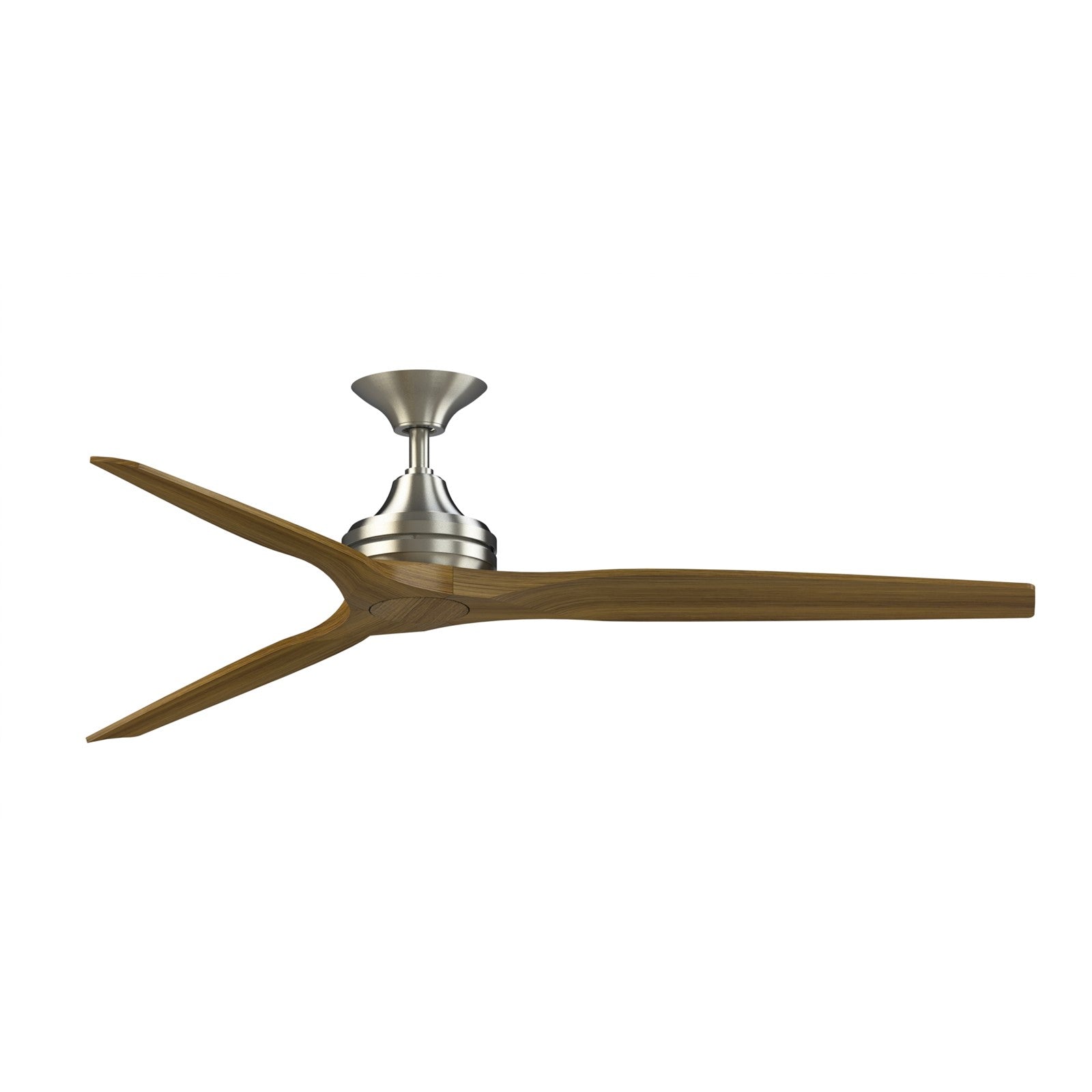 Fanimation Spitfire DC Custom 64in Downrod Smart Ceiling Fan | Brushed Nickel and Koa Wood | Covered Patio & Living Room | Model FPD6721BBN-64K