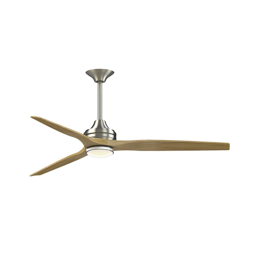 Fanimation Spitfire 64in 1-Light Ceiling Fan | Modern Brushed Nickel and Clear Glass | Covered Patio & Living Room | Model FPD6721BBN-64N-DWLK