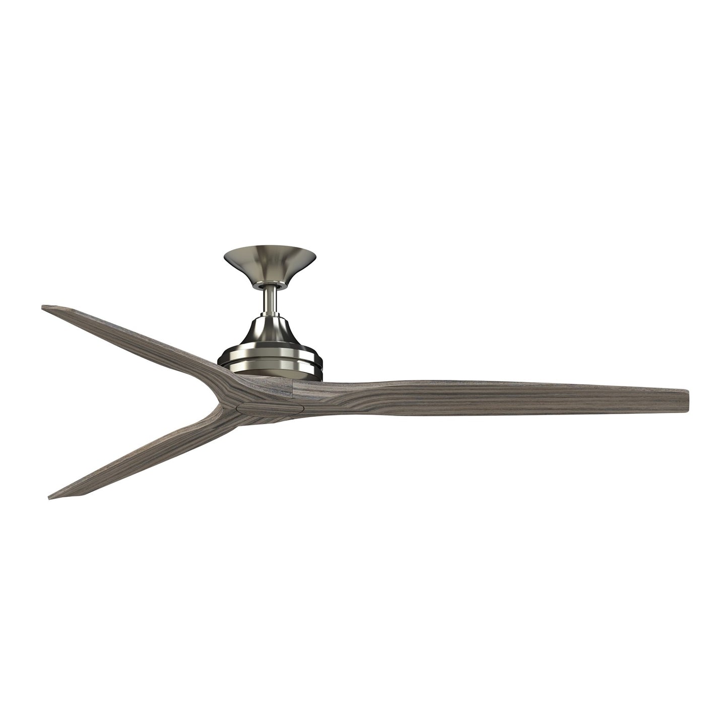 Fanimation Spitfire DC Custom 64in Downrod Indoor/Outdoor Smart Ceiling Fan | Brushed Nickel and Weathered Wood Buttonwood | Model FPD6721BBN-64WE