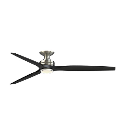 Fanimation Spitfire DC Custom 72in 1-Light Ceiling Fan | Brushed Nickel and Black Buttonwood Blades | Covered Patio | Model FPD6721BBN-72BL-DWLK-F