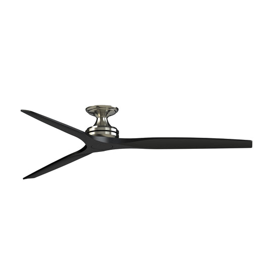 Fanimation Spitfire DC Custom 72in Flush Ceiling Fan | Brushed Nickel and Black Buttonwood Blades | Covered Patio & Sunroom | Model FPD6721BBN-72BL-F
