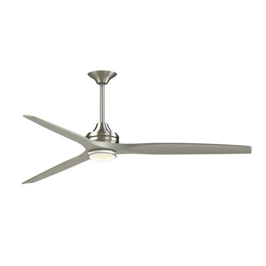 Fanimation Spitfire DC Custom 72in 1-Light Ceiling Fan | Brushed Nickel and Clear Glass | Covered Patio & Living Room | Model FPD6721BBN-72BN-DWLK