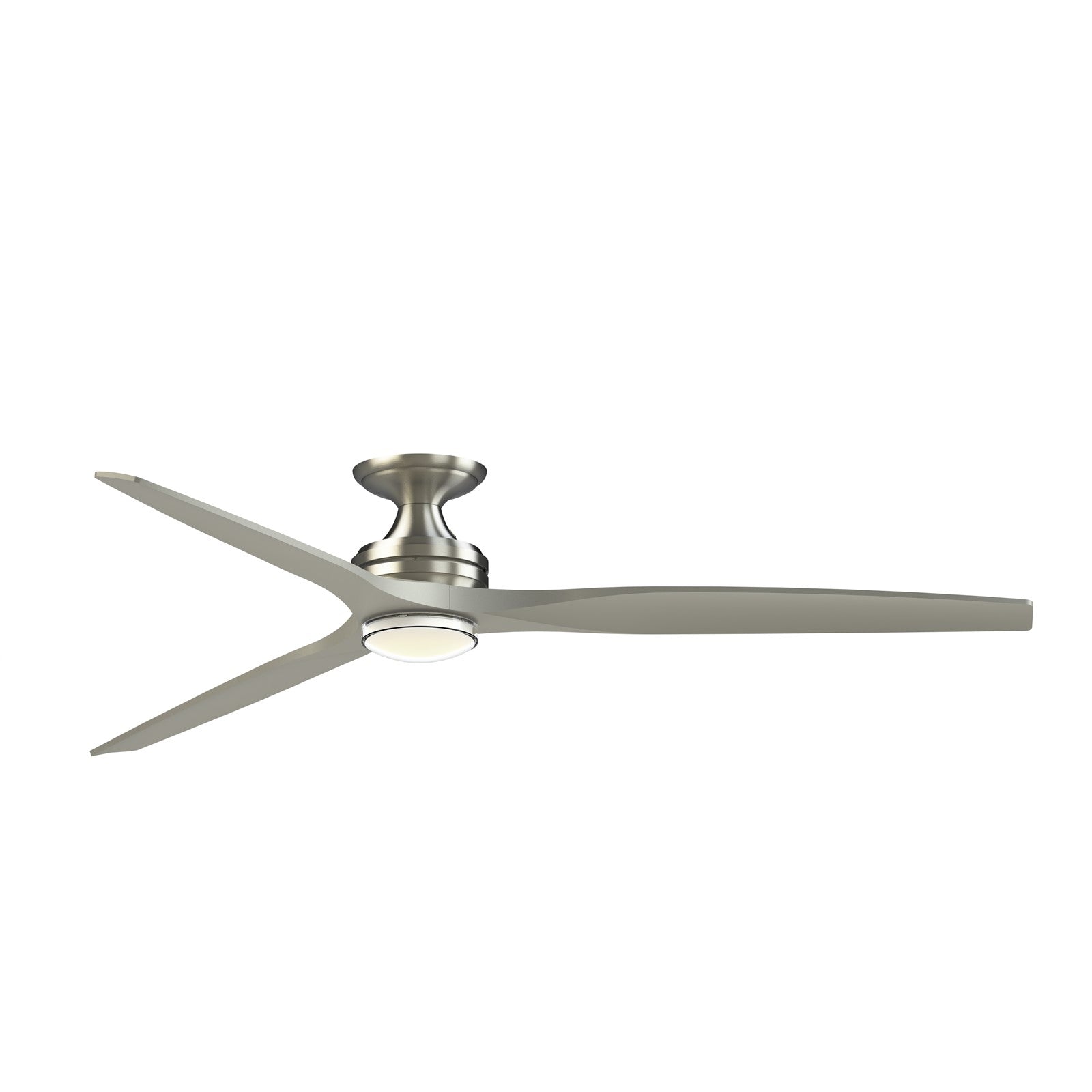 Fanimation Spitfire DC Custom 72in Flush 1-Light Ceiling Fan | Brushed Nickel and Clear Glass | Low Ceiling & Covered | Model FPD6721BBN-72BN-DWLK-F